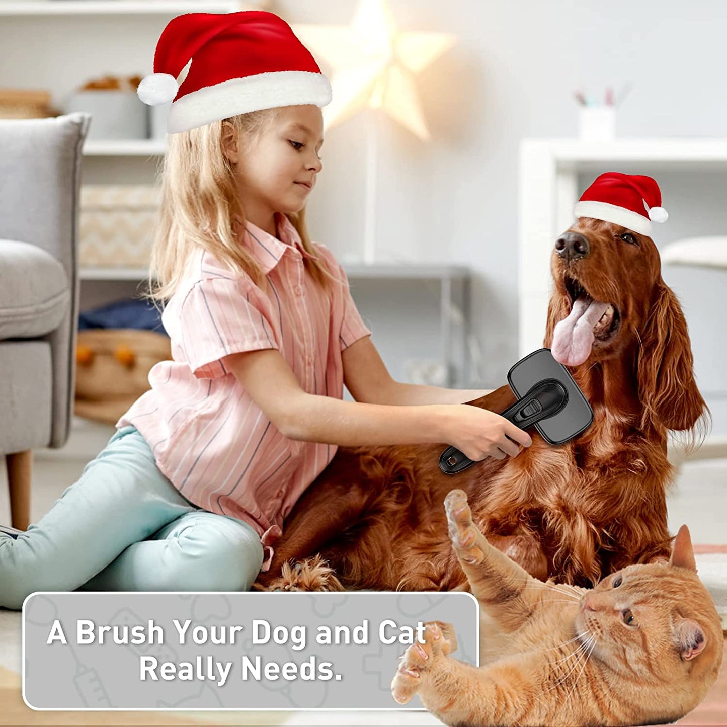 "πΆ Say goodbye to shedding with this Dog Brush! Perfect for long & short haired pets π± Removes loose fur, mats, and tangles effortlessly. Self-cleaning slicker brush in black. #PetGrooming #DogCare"